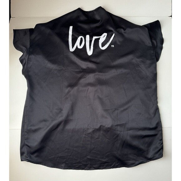 Victoria’s Secret One Size Black Silky Robe Flowy Silky Tie Top Coverup Love - Picture 11 of 13